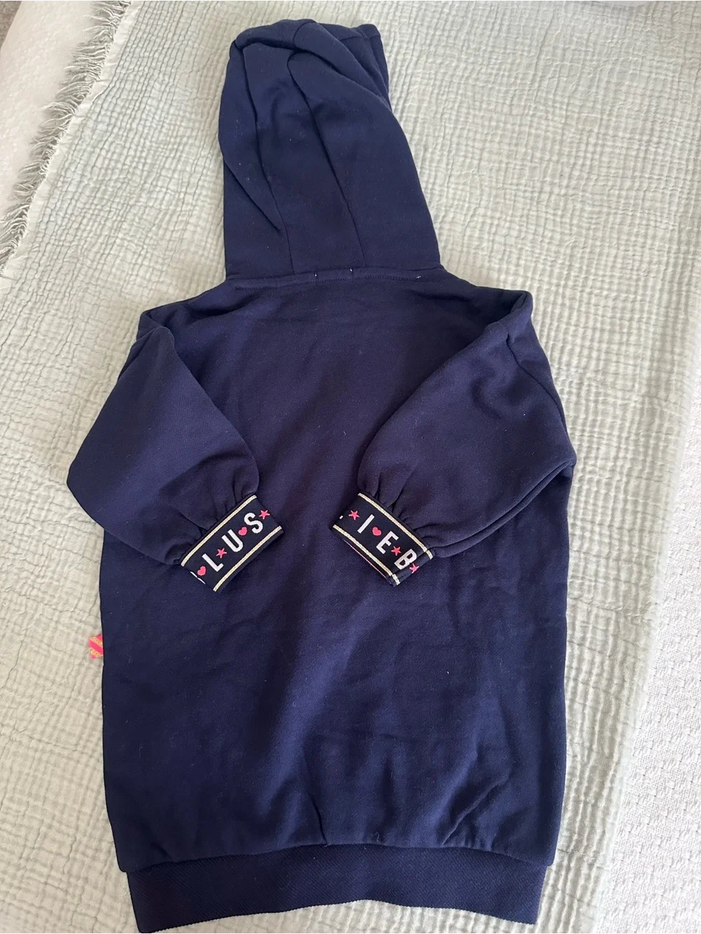 Billieblush Navy Hoodie with Bright Pink Bow Accent
